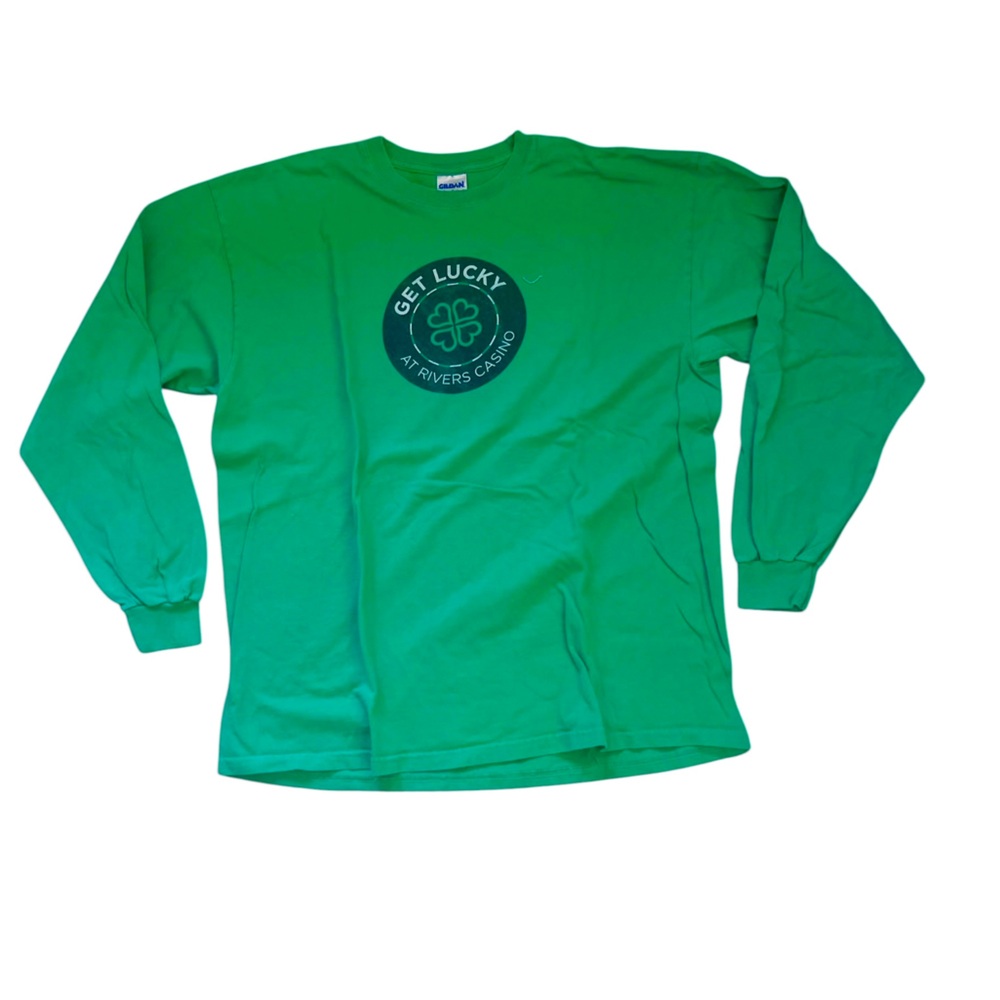 Green long sleeve T-shirt size XL, 100% cotton